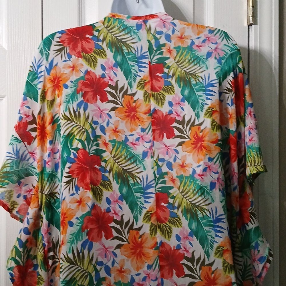 Time and Tru sheer tropical tunic beach coverup Sz L (12-14) NWOT - Picture 6 of 7
